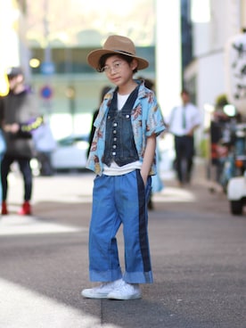 「ＣＡＭＥＬ（キャメル）のアイテム（帽子）」を使った、toiさん（キッズ・128cm）の春コーディネート