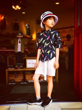 「ellesse（エレッセ）のアイテム（帽子）」を使った、toiさん（キッズ・128cm）の春コーディネート