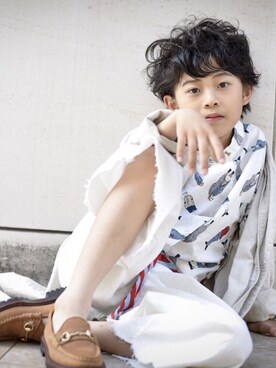 「ＣＡＭＥＬ（キャメル）のアイテム（パンツ）」を使った、toiさん（キッズ・128cm）の夏コーディネート