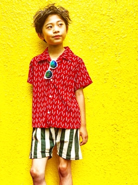 「ＣＡＭＥＬ（キャメル）のアイテム（パンツ）」を使った、toiさん（キッズ・128cm）の夏コーディネート