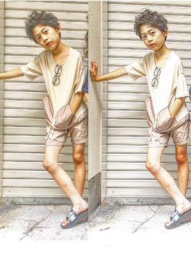 「MSGM（エムエスジーエム）のアイテム（サンダル）」を使った、toiさん（キッズ・128cm）の夏コーディネート