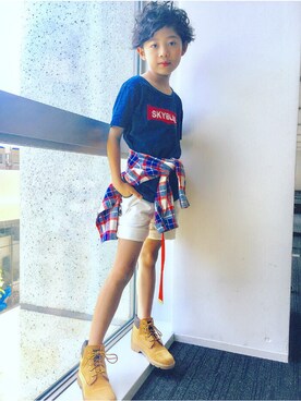 「マリンコーデ」｜「アイテム（ブーツ）」を使った、toiさん（キッズ・128cm）の夏コーディネート
