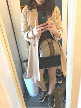 「Supreme.La.La.（シュープリームララ）のアイテム（トレンチコート）」を使った、SHIOさん（レディース・161cm）の秋コーディネート