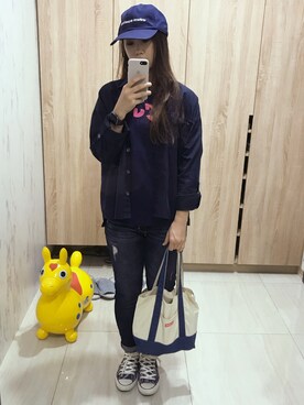 「uniform experiment」｜「アイテム（キャップ）」を使った、CHI  TUさん（レディース・160cm）の秋コーディネート