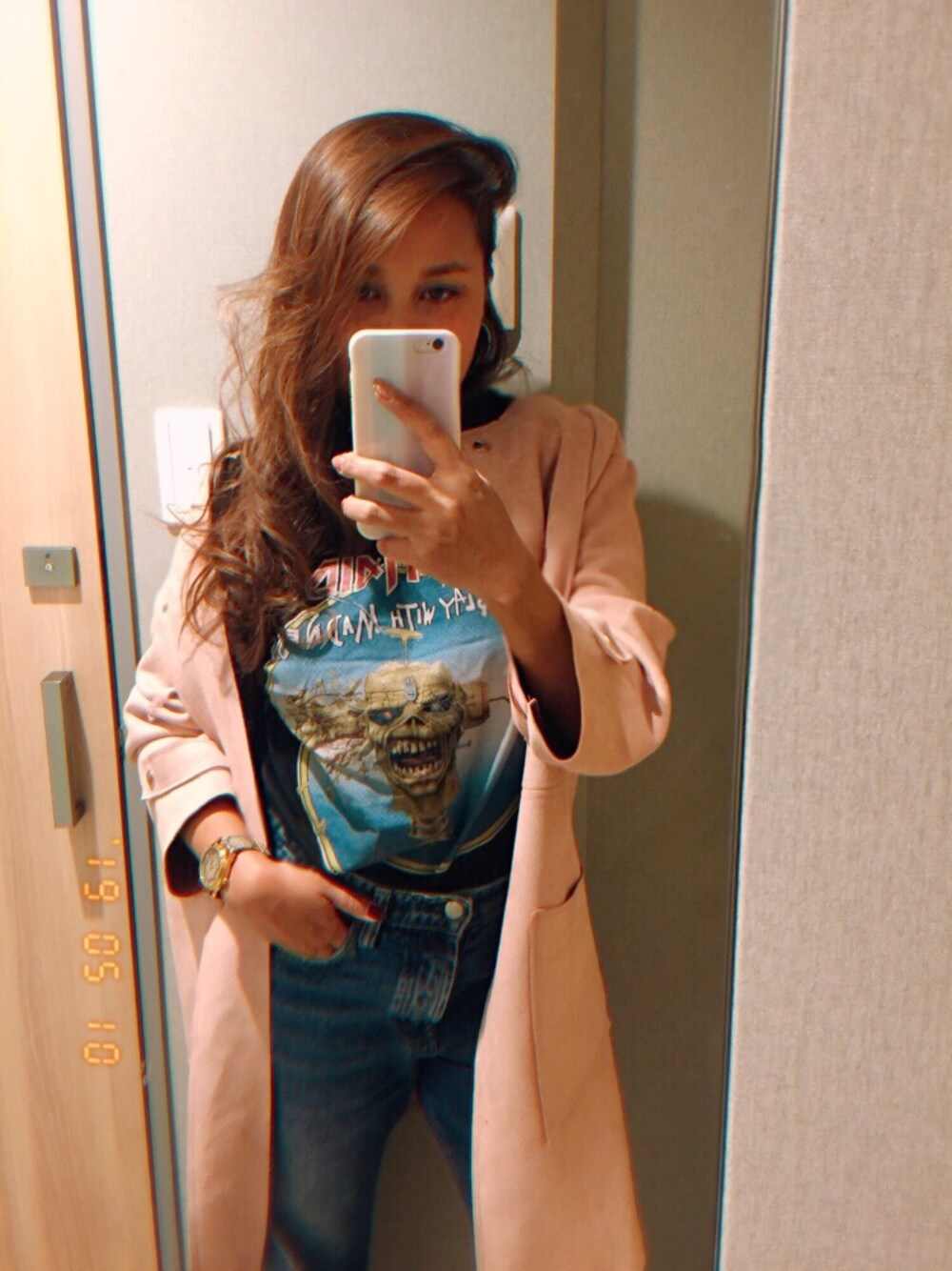 「シンプルコーデ、ootd、ZARA、Tshirts、ピンク、casual」｜「ZARAのアイテム（その他アウター、ピンク系）」を使った、Cocoさん（レディース・165cm）の春コーディネートの1枚目の写真