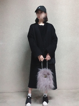 「オルチャンファッション」｜「アイテム（チェスターコート）」を使った、KAEDE 카에데さん（レディース・151cm）の冬コーディネート