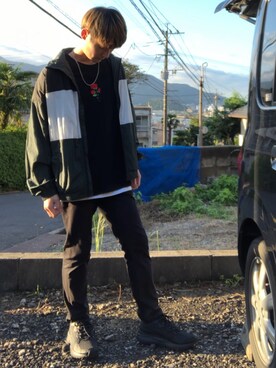 KAISEIさんの「【別注・コラボ】ZIP FIVE × KANGOL　切替ナイロンビッグジャケット」を使ったコーディネート