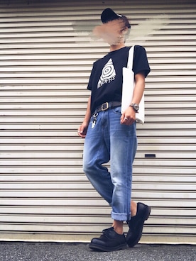 「Pherrow's（フェローズ）のアイテム（シューズ）」を使った、ぷさん（メンズ・160cm）の夏コーディネート