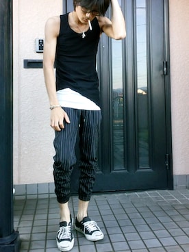 「First Aid to the Injured(ファースト・エイド・トュ・ザ・インジュアード)のアイテム」を使った、AOIさん(メンズ・175cm)の夏コーディネート