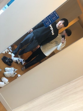 「UNIQLO（ユニクロ）のコットンリネンスタンドカラーシャツ（長袖）（シャツ/ブラウス、ベージュ系）」を使った、hikaru1759さん（メンズ・172cm）の冬コーディネート