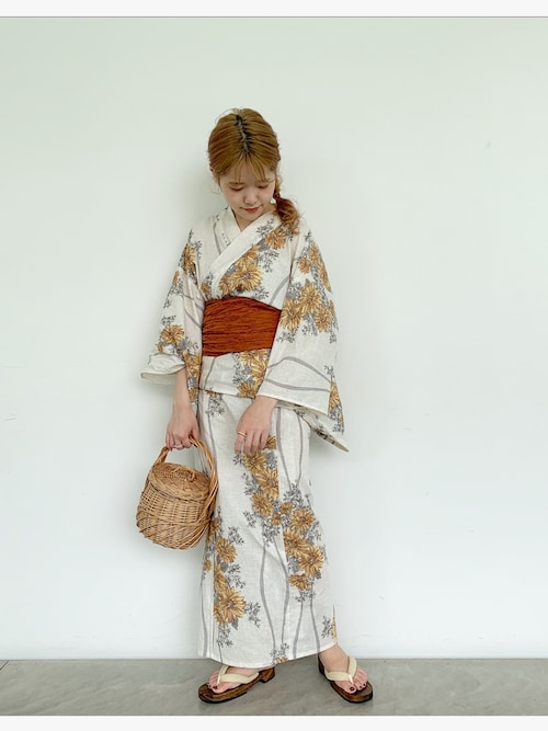 1人で着られる浴衣5点セット 和歌山染工日本染め（ゆかた・しわへこ帯