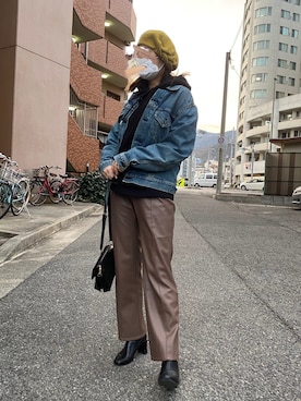 「SHEL’TTER（シェルター）のアイテム（帽子）」を使った、みささん（レディース・162cm）の春コーディネート