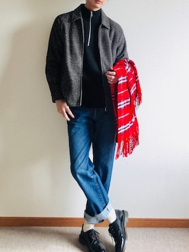「zozoデニム」｜「アイテム（ブルゾン）」を使った、かわさん（メンズ・182cm）の冬コーディネート