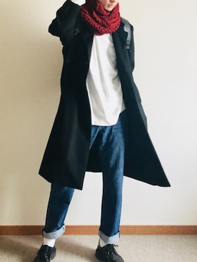 「zozoデニム」｜「アイテム（スウェット）」を使った、かわさん（メンズ・182cm）の冬コーディネート