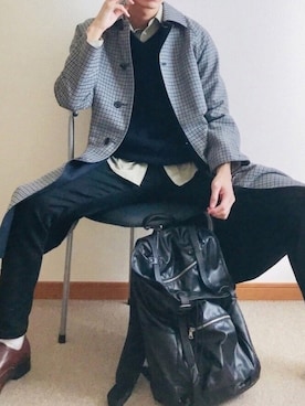 「アイテム（ドレスシューズ、ブラウン系）」を使った、かわさん（メンズ・182cm）の秋コーディネート