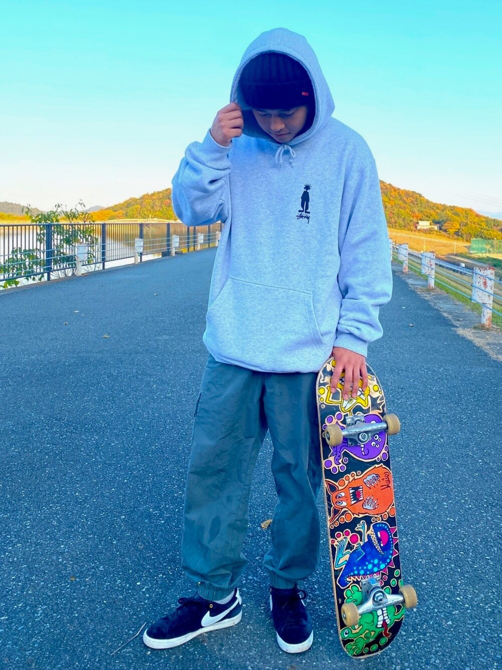 【stussy】グレー パーカー フーディ　archive グランジ　パンク stussy】グレー パーカー フーディ archive グランジ パンク