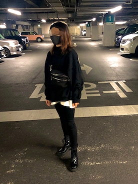 「オールブラック」｜「アイテム（アンサンブル）」を使った、®️さん（レディース・153cm）の春コーディネート