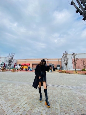 「moussy」｜「アイテム（チェスターコート）」を使った、®️さん（レディース・153cm）の冬コーディネート