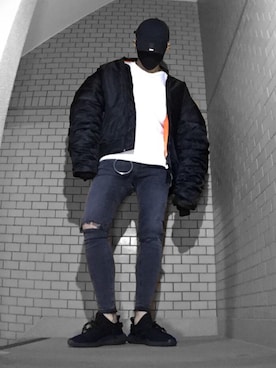 「アイテム（ミリタリージャケット）」を使った、Tさん（メンズ・178cm）の春コーディネート