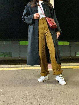 「no brand（ノーブランド）のアイテム（ピーコート）」を使った、くまさんさん（レディース・164cm）の冬コーディネート