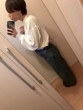 「UNIQLO（ユニクロ）のアイテム（デニムパンツ、ブルー系）」を使った、nomuさん（レディース・145cm）の冬コーディネート