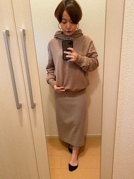 「plage（プラージュ）のR’IAM COTTON スカート◆（スカート、ベージュ系）」を使った、nomuさん（レディース・145cm）の冬コーディネート