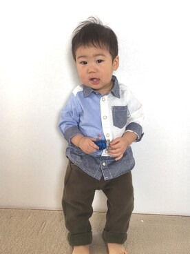 「RAGMART（ラグマート）のアイテム（パンツ）」を使った、SOUさん（キッズ・80cm）の春コーディネート