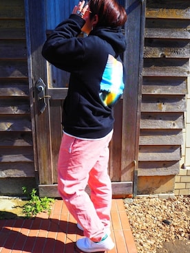 「アイテム（ソックス/靴下、グリーン系）」を使った、meiさん（レディース・153cm）の冬コーディネート