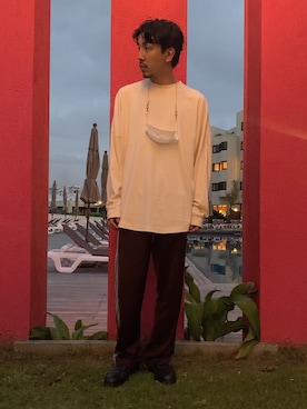 「KLEMAN（クレマン）のアイテム（サンダル）」を使った、高山 湧士さん（メンズ・174cm）の夏コーディネート