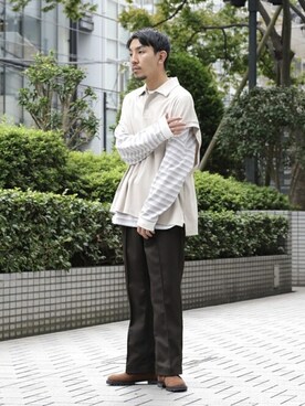 UNITED TOKYO｜高山 湧士使用「PUBLIC TOKYO（プレミアムフライスポロベスト）」的時尚穿搭