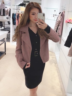 「LIPSERVICE（リップサービス）のアイテム（ジャケット/アウター）」を使った、mizukiさん（レディース・147cm）の秋コーディネート