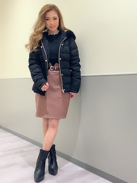 「LIPSERVICE（リップサービス）のアイテム（ジャケット/アウター）」を使った、mizukiさん（レディース・147cm）の冬コーディネート
