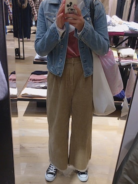 「お買い物」｜「アイテム（デニムジャケット）」を使った、kさん（レディース・154cm）の冬コーディネート