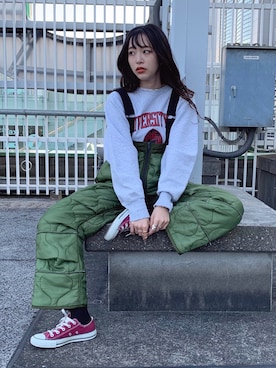 「CONVERSE（コンバース）のCONVERSE コンバース オール スター オックス / ALL STAR OX (MRN) 32163522（スニーカー）」を使った、えみさん（レディース・160cm）の秋コーディネート