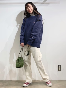 「CONVERSE（コンバース）のCONVERSE コンバース オール スター オックス / ALL STAR OX (MRN) 32163522（スニーカー）」を使った、えみさん（レディース・160cm）の秋コーディネート