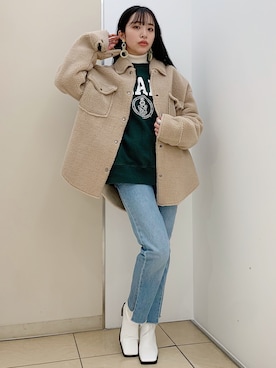 「ANGIE（アンジー）のアイテム（ブルゾン）」を使った、えみさん（レディース・160cm）の冬コーディネート