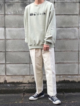 「kutir（クティール）のアウトドア刺繍裏起毛スウェット（スウェット）」を使った、YUKIさん（メンズ・166cm）の冬コーディネート