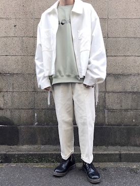 「kutir（クティール）のアウトドア刺繍裏起毛スウェット（スウェット）」を使った、YUKIさん（メンズ・166cm）の春コーディネート