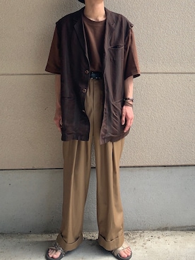 「is-ness（イズネス）のアイテム（サンダル）」を使った、 チャッピーさん（メンズ・170cm）の夏コーディネート