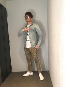 「DENHAM（デンハム）のアイテム（ジャケット/アウター、ブルー系）」を使った、Nozomu Takahashiさん（メンズ・175cm）の夏コーディネート