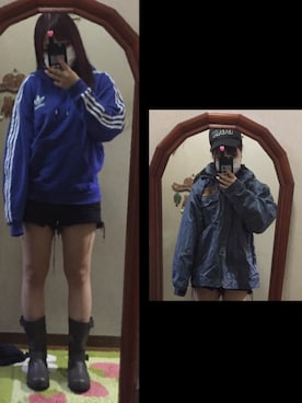 「WC（ダブル シー）のアイテム（キャップ）」を使った、アラレさん（レディース・154cm）の冬コーディネート
