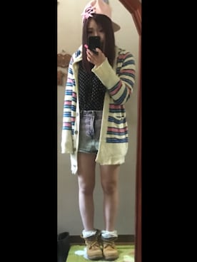 「BLUE MOON BLUE（ブルームーンブルー）のアイテム」を使った、アラレさん（レディース・154cm）の春コーディネート