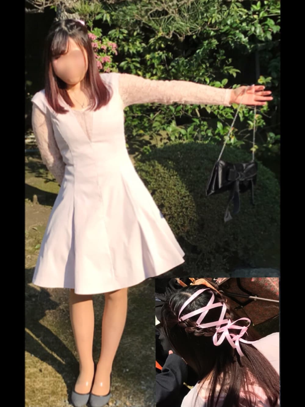 「結婚式、骨格診断ストレート、春コーデ、ガーリー、フェミニン、女の子、パーティー」｜「MERCURYDUOのアイテム（ドレス、ピンク系）」を使った、アラレさん（レディース・154cm）の春コーディネートの1枚目の写真