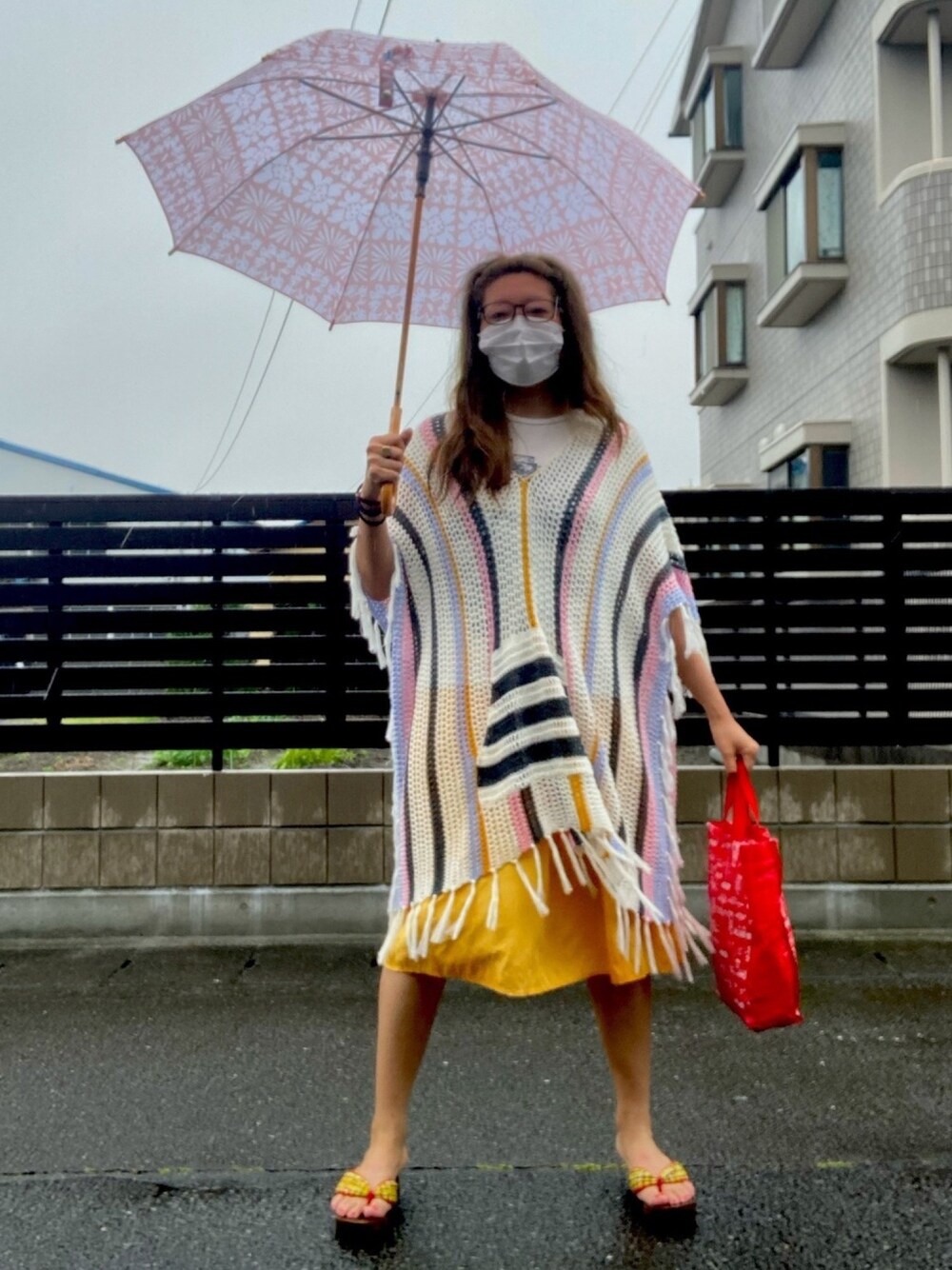 「妖怪、ラクチンコーデ、プチプラコーデ、雨の日、めがねっこ、カチューシャ、下駄」｜「FOREVER 21のスイムウェアらしいです（カーディガン/ボレロ、その他）」を使った、mega3さん（レディース・164cm）の春コーディネートの1枚目の写真