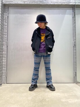 「ロックコーデ」｜「アイテム（ライダースジャケット）」を使った、YUDAIさん（メンズ・168cm）の冬コーディネート