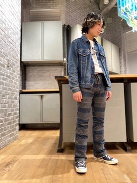 「70'sコーデ」｜「アイテム（デニムジャケット）」を使った、YUDAIさん（メンズ・168cm）の冬コーディネート