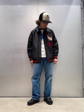 「90'sコーデ」｜「アイテム（スタジャン）」を使った、YUDAIさん（メンズ・168cm）の秋コーディネート