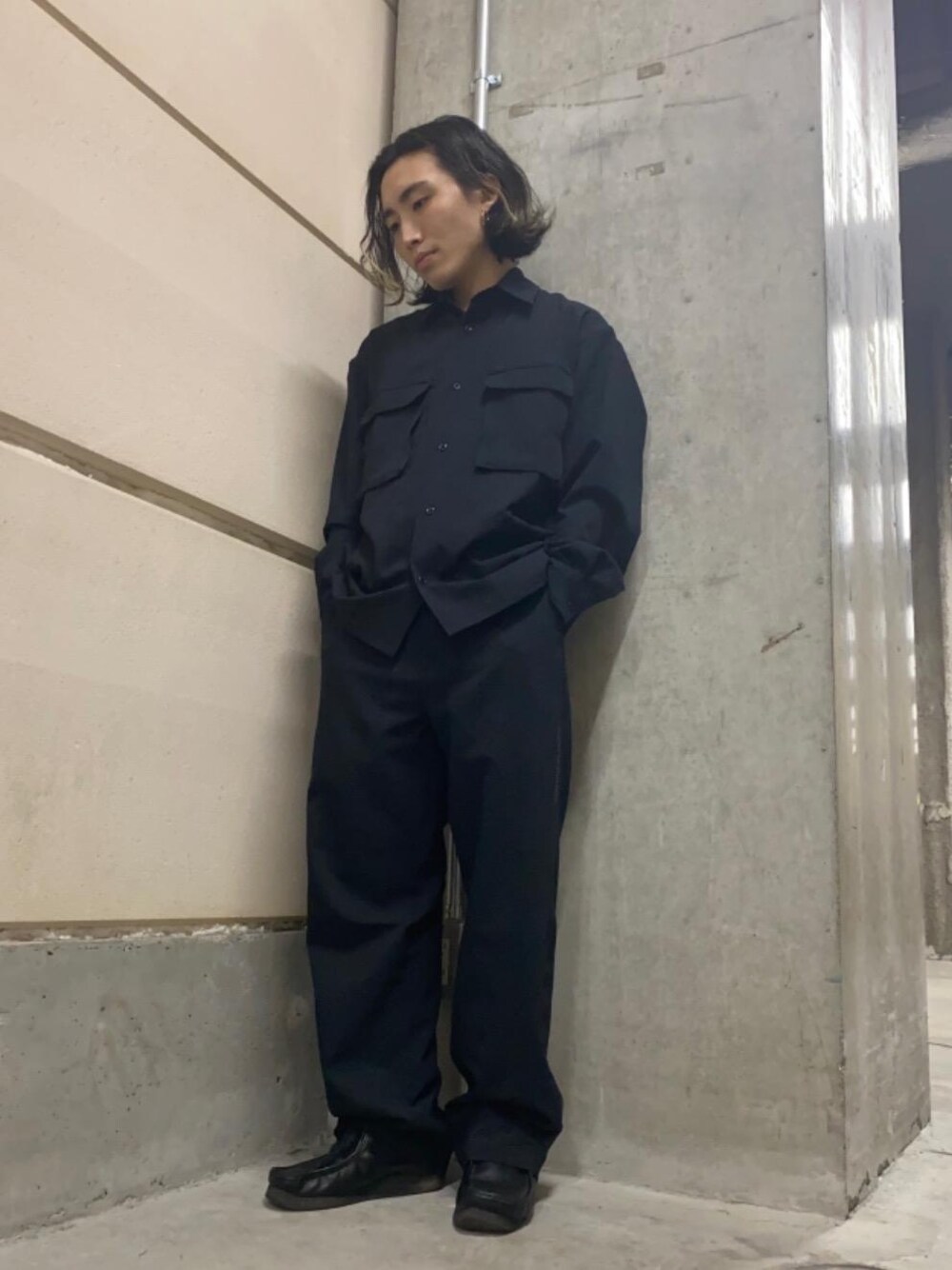 「セットアップ、カジュアルコーデ、ヒステリックグラマー、HYSTERICS、thee hysteric xxx、春こーで、hysteric glamour、らふこーで、ワイドぱんつ」｜「HYSTERIC GLAMOURのHYS SYMBOL LOGO イージーワイドパンツ（その他パンツ、ブラック系）」を使った、YUDAIさん（メンズ・168cm）の春コーディネートの1枚目の写真