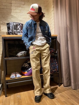 「アイテム（キーホルダー、パープル系）」を使った、YUDAIさん（メンズ・168cm）の冬コーディネート