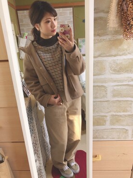 「チドリ柄」｜「アイテム（スニーカー）」を使った、ま あ ささん（レディース・156cm）の冬コーディネート